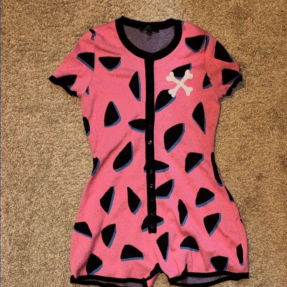 Dollskill Flinstones Pink and Black One Piece